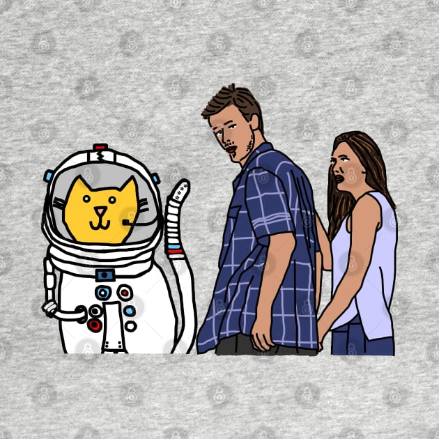 Distracted Boyfriend Meme Sci Fi With Space Cat by ellenhenryart